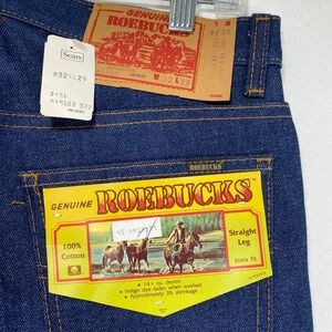 VTG Roebucks Straight Leg Jeans Mens 30x30 Blue Cotton Denim NWT USA Made